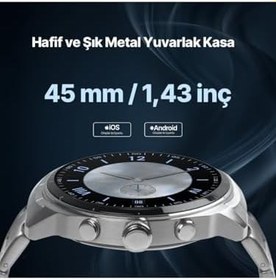 Resim Ttec Tempus Pro S 45mm AMOLED Ekranlı Yuvarlak Metal Kasa 2SW08 (Gri) 