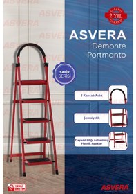 Resim Safir Serisi Patika 5 Li Katlanır Merdiven Ev, Bahçe, Ofis İçin Dayanıklı Tasarım 1 Adet 