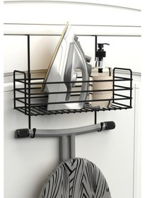 Resim Zabata Kapı Arkası Ayarlanabilir Organizer Ütü Ve Ütü Masası Askısı Ütü Düzenleyici Raf Ütü Askılığı Siyah 