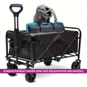 Resim Katlanabilir Ağır Hizmet El Arabası Kolu Kılıfı - Kamp ve Dış Mekan Kullanımı İçin Kaymaz Ped, 99.79/149.69/204.12/294.84 KG Kapasite, Dayanıklı Siyah Mor Vurgularla, Pürüzsüz Tekerlekler ile El Arabaları & Kamp Ekipmanları için, Kamp Aksesuarları, Ekipman Taşıma Çözümü, Sağlam Yapı 