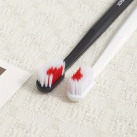 Resim 2 Adet Yumuşak Kıllı Çift Diş Fırçası - Nazik Temizlik için Geniş Başlık, Hassas Dişler & Diş Eti için Ultra İnce Lifler, Şık Siyah & Beyaz Tasarım, Evde veya Seyahatte Ağız Bakımı için İdeal 