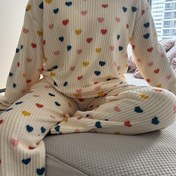 Resim Kadınlar İçin Ev Kıyafeti Pijama Takımı, Şık ve Rahat Sonbahar/Sonbaharla ilgili Polyester Fiber Temel Giyim 