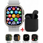 Resim Mateo 200-300 Mah Akıllı Saat Watch Ultra 45MM ve Bluetooth Kablosuz Kulaklık Android Ios Uyumlu 2 In 1 G 