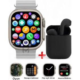 Resim Mateo 200-300 Mah Akıllı Saat Watch Ultra 45MM ve Bluetooth Kablosuz Kulaklık Android Ios Uyumlu 2 In 1 G 