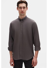 Resim Ds Damat Comfort Füme Düz %100 Keten Gömlek 4hc02ap01265m Füme 