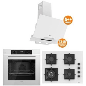 Resim Ferre QBL63CB + SC406 + D064-SA Icon Plus 65 Serisi 3'Lü Cam Ankastre Set 