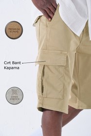 Resim Patentli Esmek Kumaş Parça Boya, Renk Kırığı Yapmaz Kargo Cepli Esnek Erkek Şort @Urban - Camel / 31 