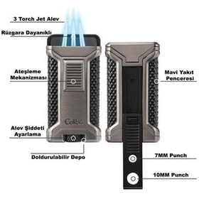 Resim Colibri Ascari 3 Torch Pürmüz Mavi Puro Çakmağı 