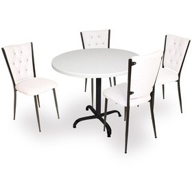Resim Beymobilya Indigo Werzalit Yuvarlak - Kapitoneli Masa Takımı (90 Cm Çap) 