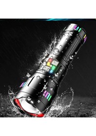 Resim Pro F-3002 Alüminyum Tg Led Gece Şeritli Type-c Şarjlı El Feneri Siyah 
