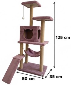 Resim Missidea S9 Kedi Tırmalama Kulesi Platformlu 124 cm Gül Kurusu 