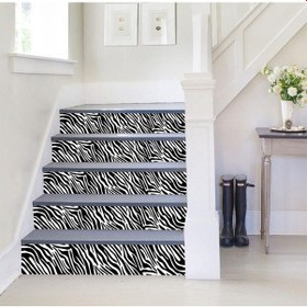 Resim Merdiven Sticker Folyo Kaplama 18x120 Cm 5 Adet Zebra Desen 