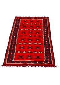 Resim Etnik Motifli Otantik Dekoratif Kilim Desenli Halı 80cmx200cm M1 Kırmızı 
