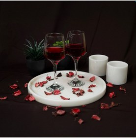 Resim Bariere Yuvarlak Mermer Tepsi 