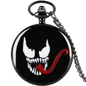 Resim Schulzz Marvel Venom Piano Black Parlak Siyah Köstekli Zincirli Quartz Cep Saati 