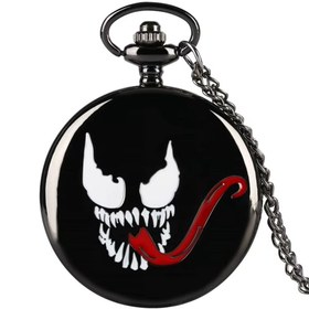 Resim Schulzz Marvel Venom Piano Black Parlak Siyah Köstekli Zincirli Quartz Cep Saati 