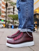 Resim BZ Moda B258 Roma Bağcıklı Ortopedik Taban Günlük Cilt Erkek Spor Postal Bot CBT Bordo 
