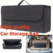 Resim 1 Adet Katlanabilir Çok Bölmeli Araç Bagaj Organizatörü, Ergonomik Saplı SUV, Sedan ve Kamyonetler İçin Dayanıklı Kumaş İç Aksesuar Çantası 