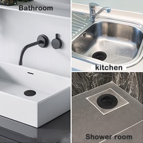 Resim 1 adet/4 adet, Çeşitli Boyutlarda Mevcut, Klasik Siyah Paslanmaz Çelik Lavabo Filtresi, Temizlemesi Kolay, Tıkanmaz, Paslanmaz, Banyo Tezgahları, Mutfaklar, Balkon Zemin Süzgeçleri ve Tuvalet Zemin Süzgeçleri için Uygun Tıkanmaz Lavabo Filtresi 