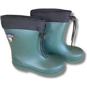 Resim Konçlu Erkek Çocuk Yağmur Çizmesi 26-35 Yeşil Yeşil 