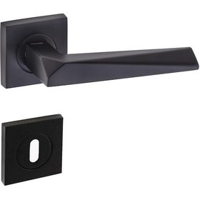 Resim Doğanlar Konsept Prizma Lüx Kare Rozetli Kapı Kolu Mat Siyah 