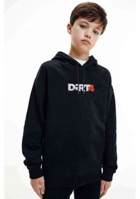 Resim Dirt 4 Baskılı Unisex Çocuk Kapüşonlu Siyah Sweatshirt Siyah 
