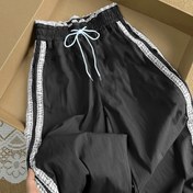 Resim Kadınlar İçin Şık Günlük Geniş Paça Pantolon - %100 Polyester Esnek Bel Bandı, Dekoratif Yan Çizgili Düz Renk, Tüm Sezonlara Uygun ve Dış Aktiviteler & Günlük Kullanım için, Esnemez Kumaş 