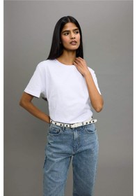 Resim Defacto Regular Fit Bisiklet Yaka Basic Düz Penye Kısa Kollu Beyaz Tişört W9584az25auwt34 Beyaz 