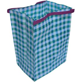 Resim Pazar Arabası Çantası - 1. Kalite Sentetik Kumaş - Yeşil Beyaz Desenli - Standart Boy 27x37x50 Cm 