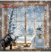 Resim Gaojunshop01 Usb Güçlü Kar Tanesi Projektör Lamba - Dönen Beyaz Kar Taneleri İle Noel Dekoru 