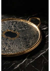 Resim Acar Hilda Gold Desenli Tepsi - 40 Cm Gold/silver 