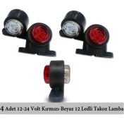 Resim Reycar 4 Adet Mini 12 Ledli Takoz Lamba 12-24 Volt Kırmızı Beyaz 