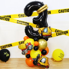 Resim 28 adet/takım, 81.28cm İnşaat Temalı Yaş Sayısı Kamyon Ekskavatör Kule Siyah Balon Doğum Günü Parti Süsleri 