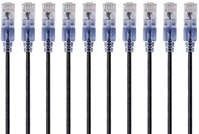 Resim Monoprice Cat6A Ethernet Patch kablosu - Snagless RJ45, 550 MHz, 10 G, UTP, saf parlak bakır tel, 30 AWG, 10 adet, 90 cm, beyaz - SlimRun serisi 