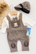 Resim Babymod Vintage Desenli Şapkalı Erkek Bebek Tulum Salopet Takım 