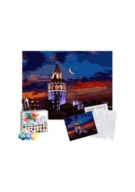 Resim Sayılarla Boyama Seti 40 X 50 Cm Tuval Şasesine Gerili Galata Kulesi 