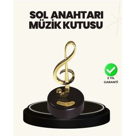 Resim Dönen Sol Anahtarı Figürlü Müzik Kutusu Şık Hediyelik Dekor 