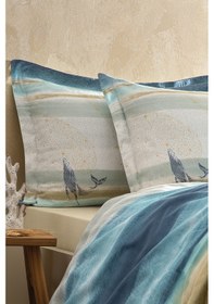 Resim Puffy Frau Çift Kişilik Saten Nevresim Takımı - Mavi MAVI 