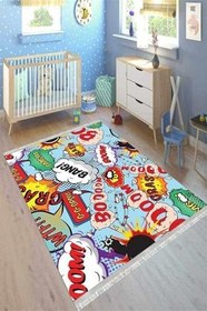 Resim Verona Kaymaz Deri Tabanlı Yıkanabilir Antibakteriyel Dijital Baskı Çocuk Halısı, 200 x 400 CK-10074A-VRN 