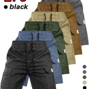 Resim Günlük Konforlu Kargo Şortlar - Erkek Yazlık Kargo Şortu 1 Adet - Dayanıklı Polyester, Elastik Bel Bağcığı, Geniş Cepler, Güçlendirilmiş Dikişli Diz Boyu 