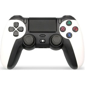 Resim Km048 Ps4 Bluetooth Kablosuz Gamepad Denetleyicisi 4.0 İçin Işık Çubuğu İle Zarif Beyaz 