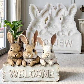 Resim 1 adet, üç sevimli tavşan şekilli jelibon ve fondant kalıbı, mutfak pişirme kalıpları, pasta süsleme aksesuarları, damlalık kalıplar, kil kalıpları 