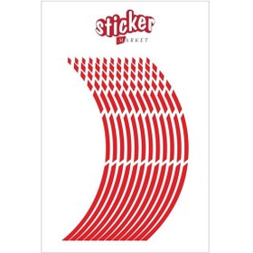 Resim Kırmızı Fosforlu Jant Şeridi Kesikli 