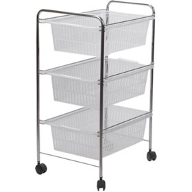 Resim Tekno-tel 3 Katlı Plastik 34x48x69 cm Çekmeceli Tekerlekli Sebzelik Gri-Şeffaf 