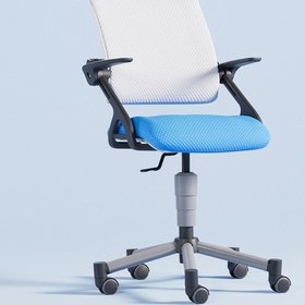 Resim Creo Mobili Yükseklik Ve Sırt Ayarlı Vega Çalışma Sandalyesi, Ofis Ve Bilgisayar Koltuğu Beyaz/mavi Gri 