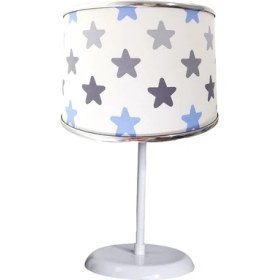 Resim Onay Avize Mavi Yıldızlı 2.li Set M-0369 Kumaş Kaplama Genç ve Çocuk Odası Avize ve Abajur Takımı 