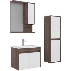 Resim Orka Serra 65 Cm Navaro/beyaz Banyo Dolabı Takımı Ve Boy Dolabı Navaro/beyaz 