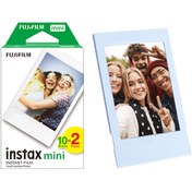 Resim Instax Mini 12 Makine Uyumlu 20'li Film ve Mavi Fotoğraf Çerçevesi 