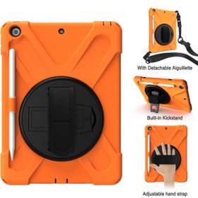 Resim Genel Markalar Apple Ipad 5 Nesil 9.7 2017 Ile Uyumlu Kılıf Defender Askılı Zırhlı Tank Case A1822 A1823 Turuncu 