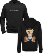 Resim Alfa Tshirt Yes U Can Tedy Bear Siyah Ön Arka Çocuk Sweatshirt 